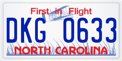 NC license plate DKG0633