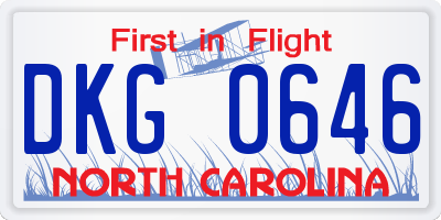 NC license plate DKG0646