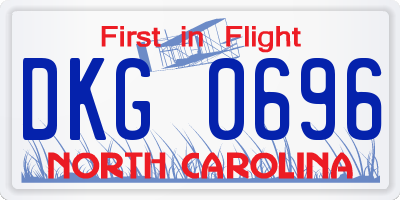 NC license plate DKG0696