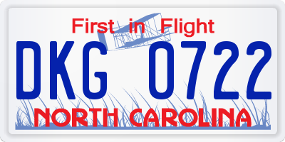 NC license plate DKG0722