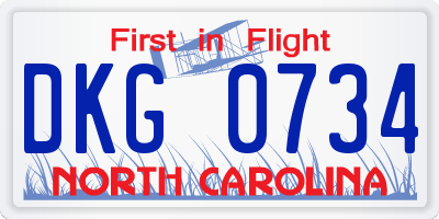 NC license plate DKG0734