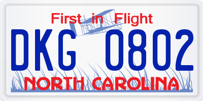 NC license plate DKG0802