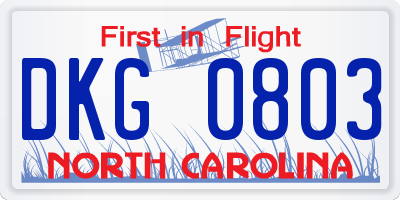 NC license plate DKG0803