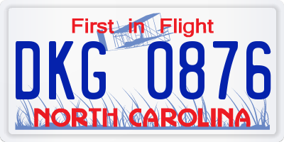NC license plate DKG0876