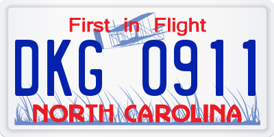 NC license plate DKG0911
