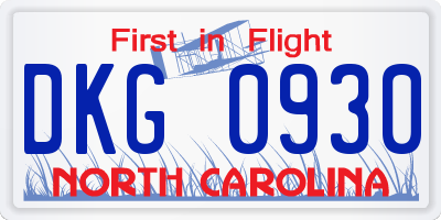 NC license plate DKG0930
