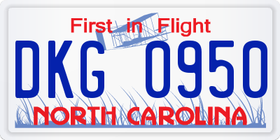 NC license plate DKG0950