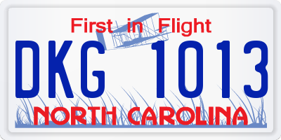 NC license plate DKG1013