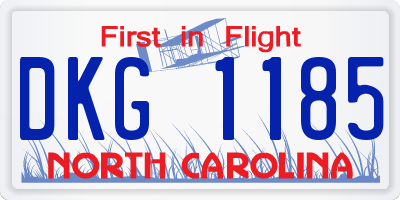 NC license plate DKG1185