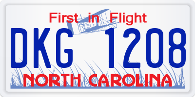 NC license plate DKG1208