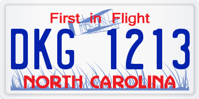 NC license plate DKG1213