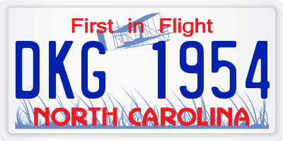NC license plate DKG1954