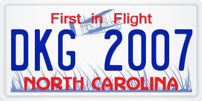 NC license plate DKG2007