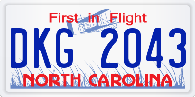 NC license plate DKG2043