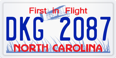 NC license plate DKG2087