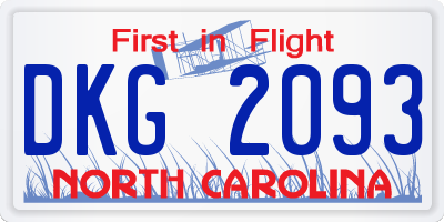 NC license plate DKG2093