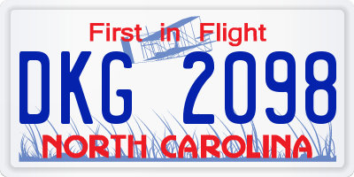 NC license plate DKG2098
