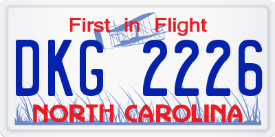 NC license plate DKG2226