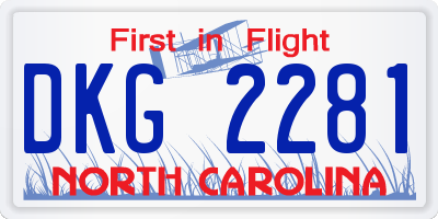 NC license plate DKG2281