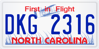 NC license plate DKG2316