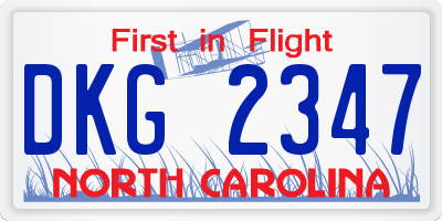 NC license plate DKG2347