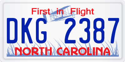 NC license plate DKG2387