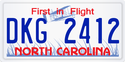 NC license plate DKG2412