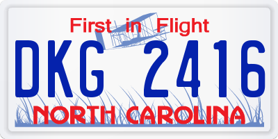 NC license plate DKG2416
