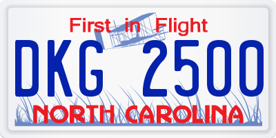 NC license plate DKG2500