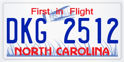 NC license plate DKG2512