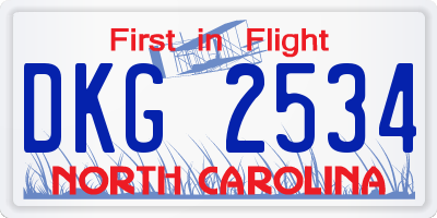 NC license plate DKG2534