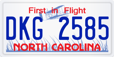 NC license plate DKG2585