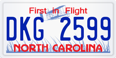 NC license plate DKG2599