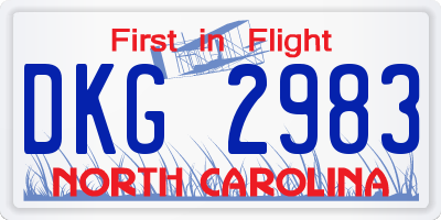 NC license plate DKG2983