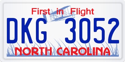 NC license plate DKG3052