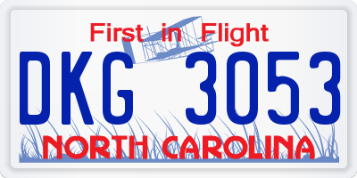 NC license plate DKG3053