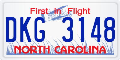 NC license plate DKG3148