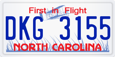 NC license plate DKG3155