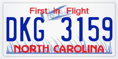 NC license plate DKG3159