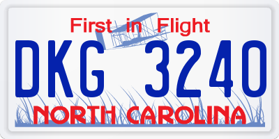 NC license plate DKG3240