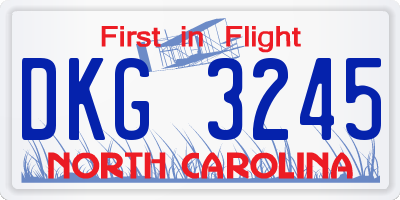 NC license plate DKG3245