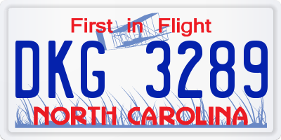 NC license plate DKG3289