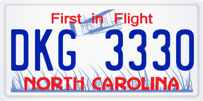 NC license plate DKG3330