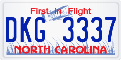 NC license plate DKG3337