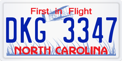 NC license plate DKG3347