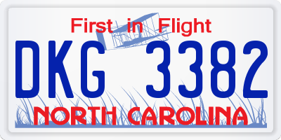 NC license plate DKG3382
