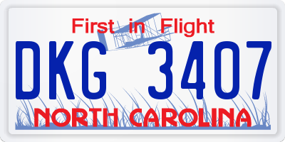 NC license plate DKG3407