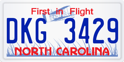 NC license plate DKG3429