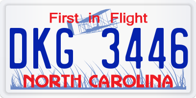 NC license plate DKG3446