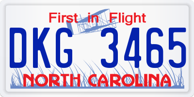 NC license plate DKG3465